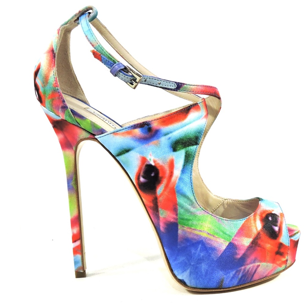 GIANMARCO LORENZI 🇮🇹 WOMEN'S MULTICOLOR SATIN FASHION PLATFORM SUMMER SANDALS